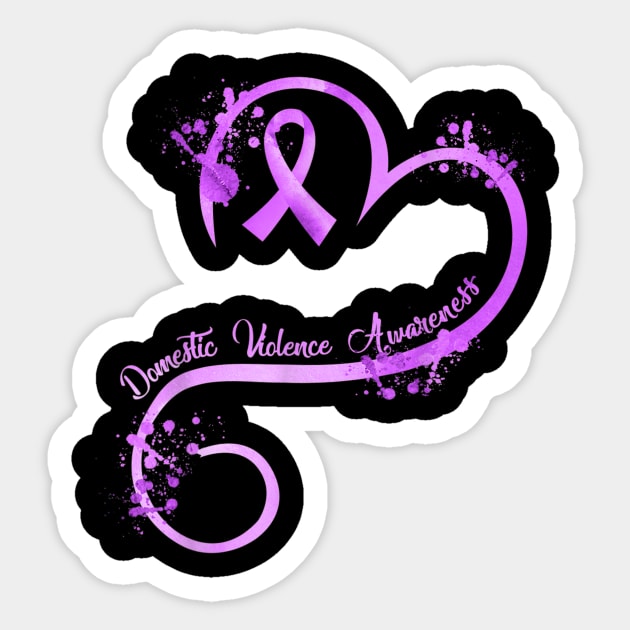 Womens Heart Ribbon Domestic Violence Awareness Sticker by Ortizhw